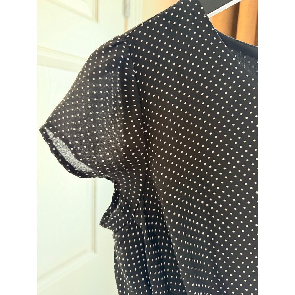 3 for $9 Dee Elly Black White polka dot romper tie front S EUC - Picture 3 of 8